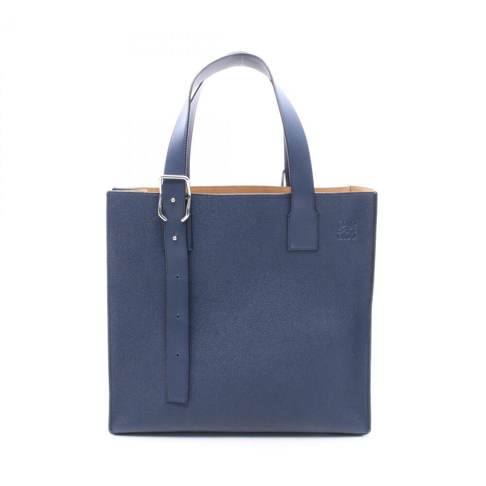 Loewe LOEWE Buckle Horizontal Anagram Tote Bag Handbag Leather Men's Navy